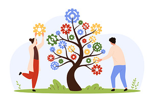 Building Knowledge Tree Gears, an Education Illustration by Flashvector