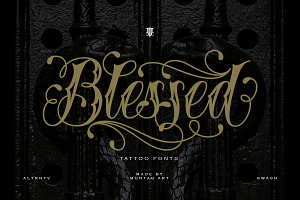 Blessed | Traditional Tattoo Font, a Script Font by Muntab_Art