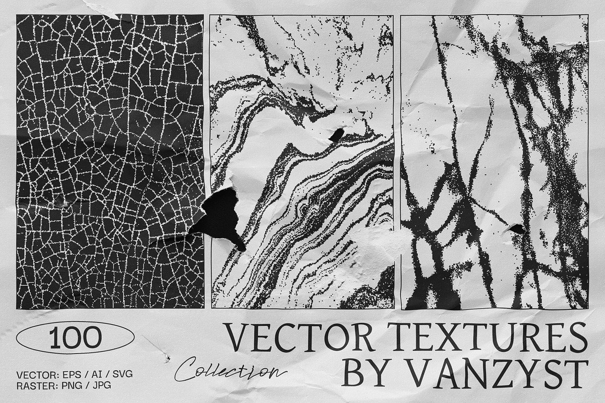 100 Bitmap Vector Textures, a Texture Graphic by Vanzyst