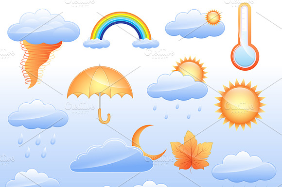 Weather Icons Vectors Set preview 2