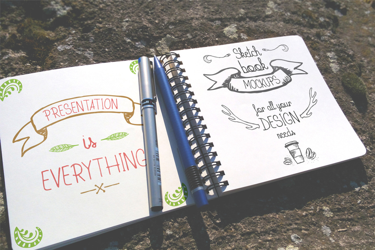 Outdoor Sketchbook Mock-up, a Print Template by VectorBurn (Photo 1 of 5)