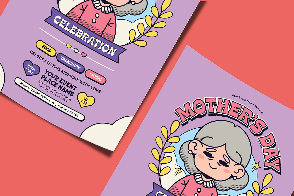 Retro Mother's Day Celebration Flyer, a Flyer Template by Tiptop Graphic (Photo 3 of 5)