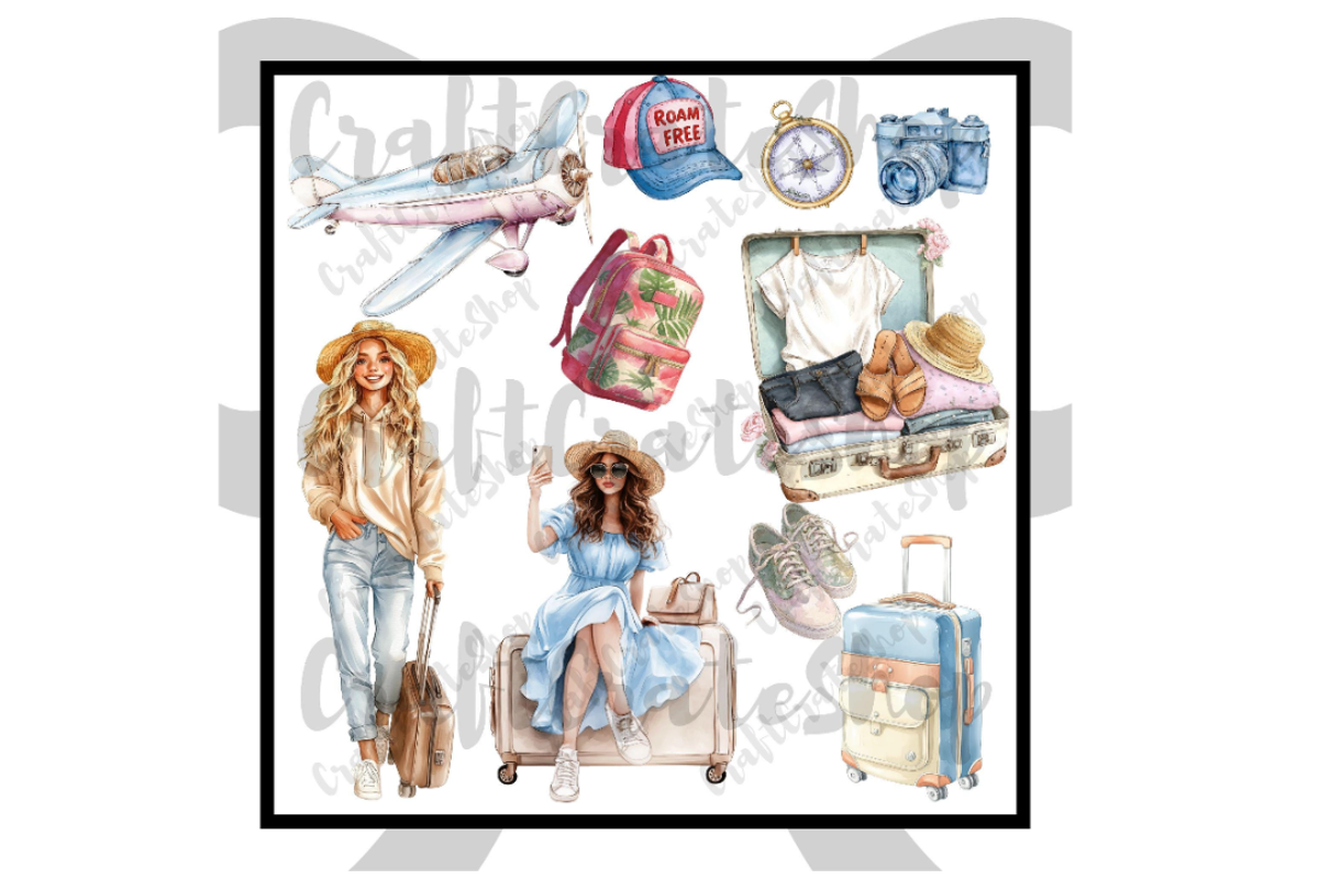 Watercolor Traveler Clipart, an Illustration by CraftCrateShop (Photo 6 of 7)