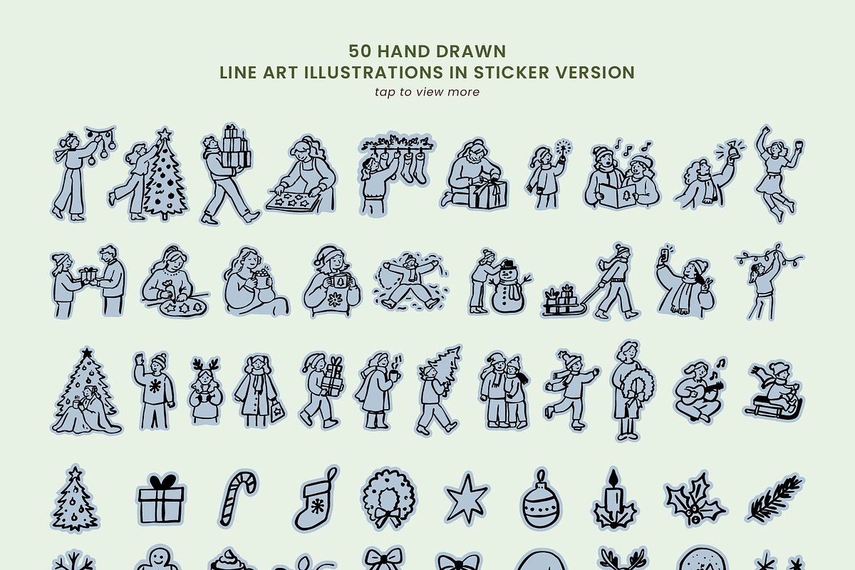 50 Christmas Hand Drawn Illustration, a Person Illustration by digitalsbydepi (Photo 6 of 10)