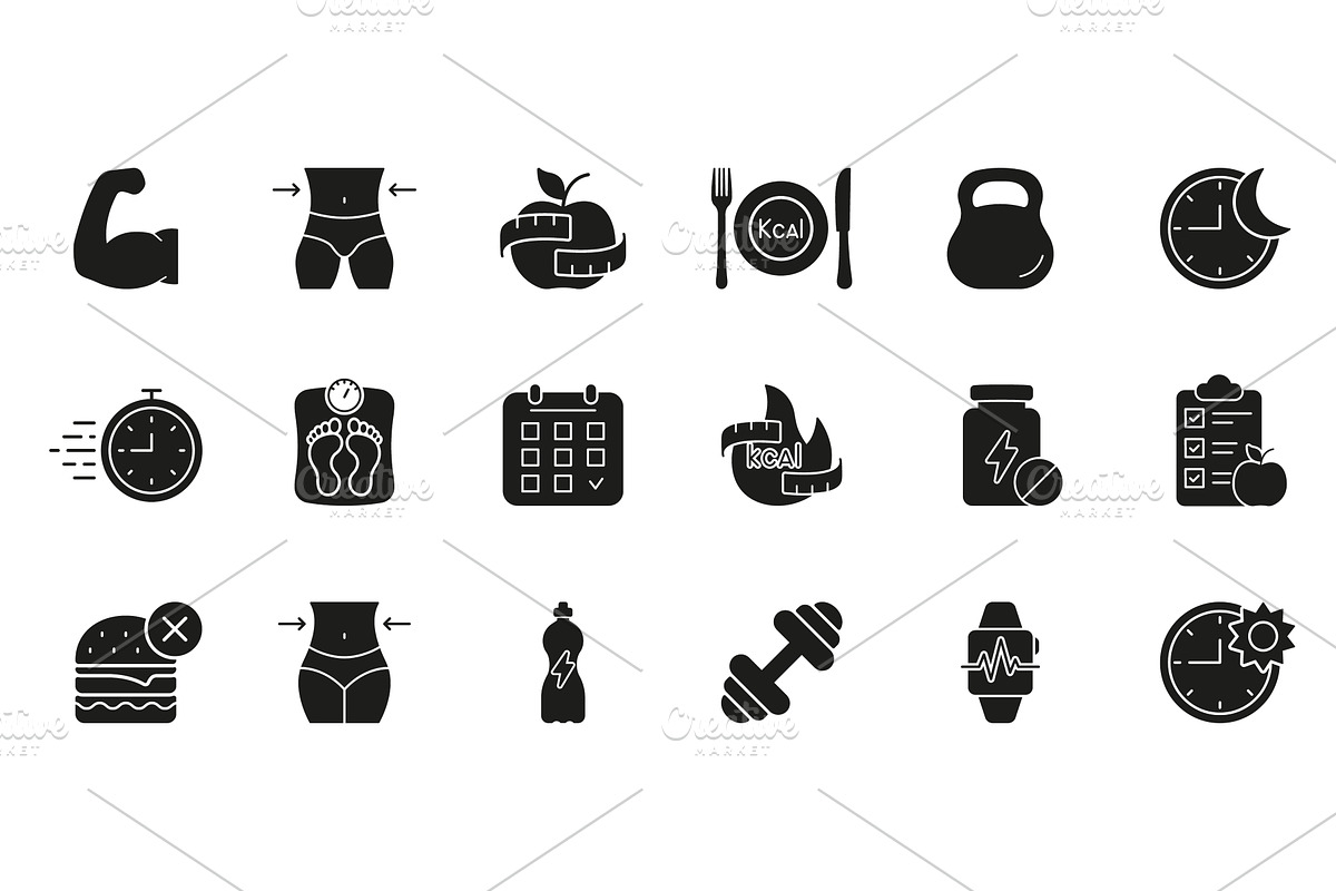 Workout, Fitness and Health Icon, a Food Illustration by Vector Creator