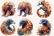 Watercolor Caricature Pangolins, an Animal Illustration by PrintHaven Designs (Thumbnail 2 of 8)