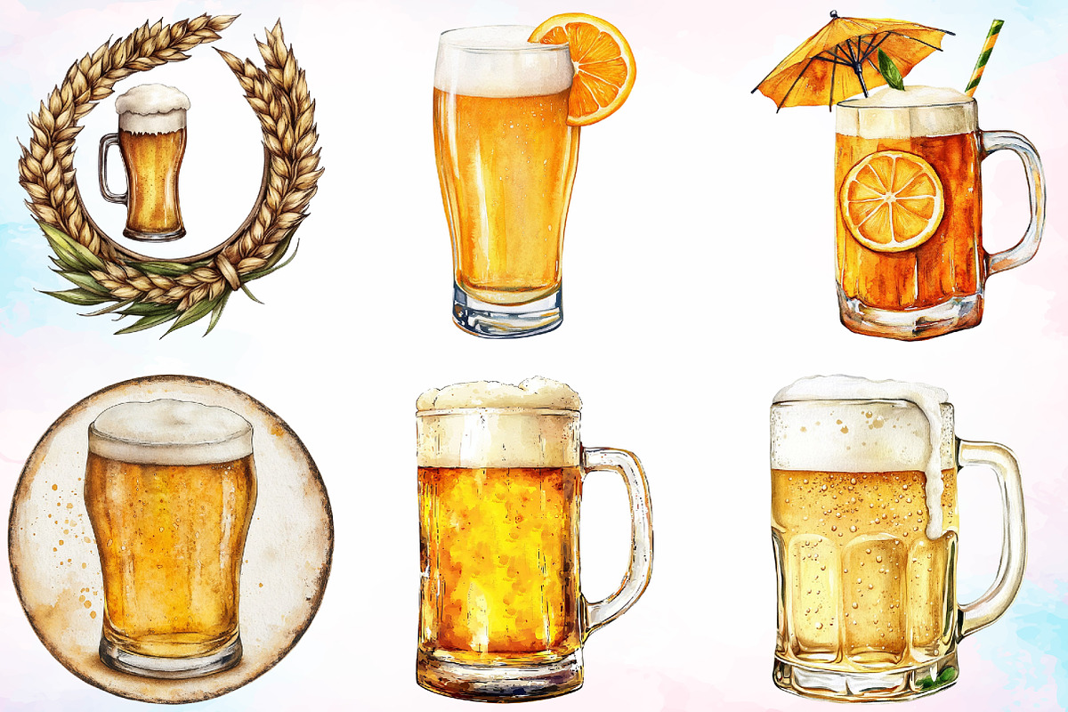 Watercolor Vintage Summer Beer PNG, an Illustration by Canvas Craft (Photo 3 of 3)