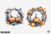 Halloween Pumpkin Wreath, an Illustration by Gemstone (Thumbnail 8 of 12)
