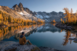 Serene sunset by the lake in autumn, a Photo by Beautiful things