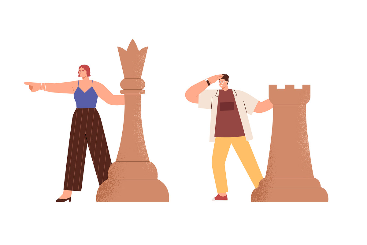 Tiny people with big chess pieces, a Person Illustration by Good Studio (Photo 2 of 4)