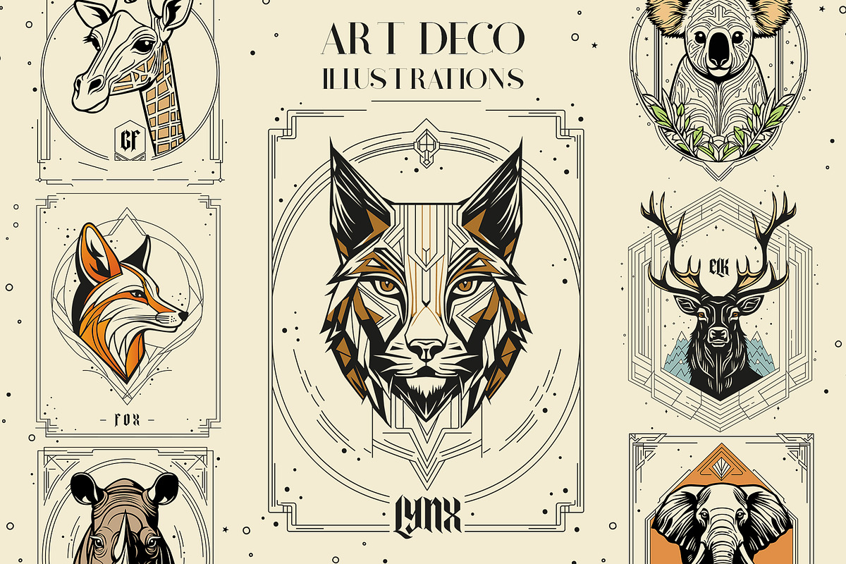 ART DECO ANIMAL ILLUSTRATIONS, an Animal Illustration by Luna Dreams (Photo 1 of 6)