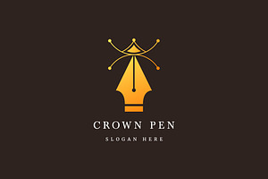 Crown Pen Logo Design Illustration, a Branding & Logo Template by Morvana Crew