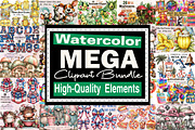 Watercolor Mega Clipart Clipart, a Seasonal Illustration by SVGArt (Thumbnail 2 of 3)