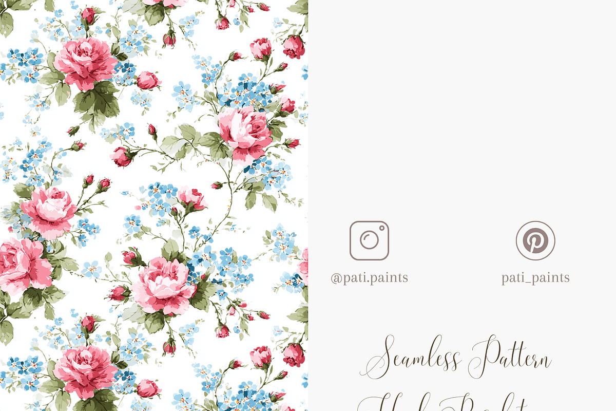 Vintage Pink Roses Seamless Pattern, a Pattern Graphic by Pati Charm Studio (Photo 5 of 6)