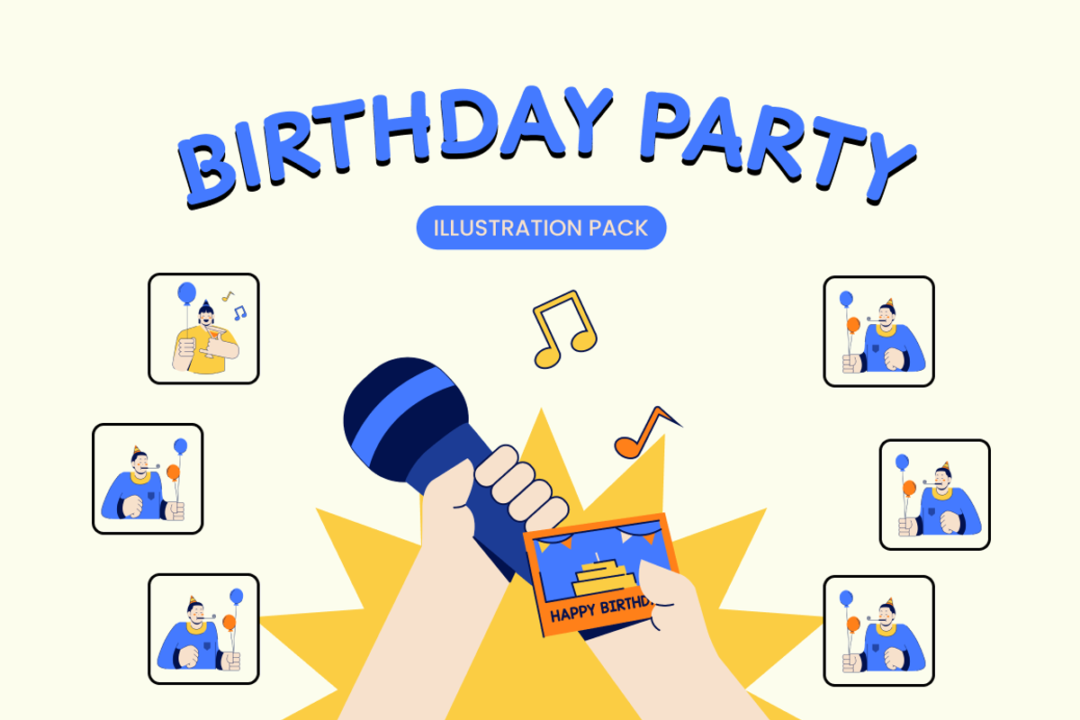 Birthday Party Illustration Pack, a Decorative Illustration by Loin Studio (Photo 1 of 4)