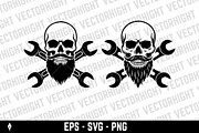 Skull mascot with crossed wrenches, a Person Illustration by Vectorhight (Thumbnail 2 of 3)