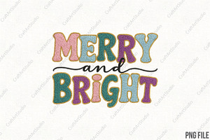 Glitter Christmas PNG Merry and Brig, an Illustration by CraftArtStudio