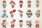 Watercolor Valentine Boys Cliparts, an Illustration by RobertsArt (Thumbnail 6 of 6)