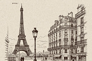 Parisian Streets Urban Sketch, a Background Graphic by Alara Studio (Thumbnail 9 of 9)