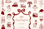 Whimsical Set Cozy Christmas, a Seasonal Illustration by ViktoriyaD (Thumbnail 1 of 20)