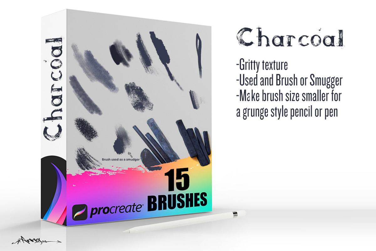 Charcoal Procreate Brushes, a Brush Add-On by Annex1