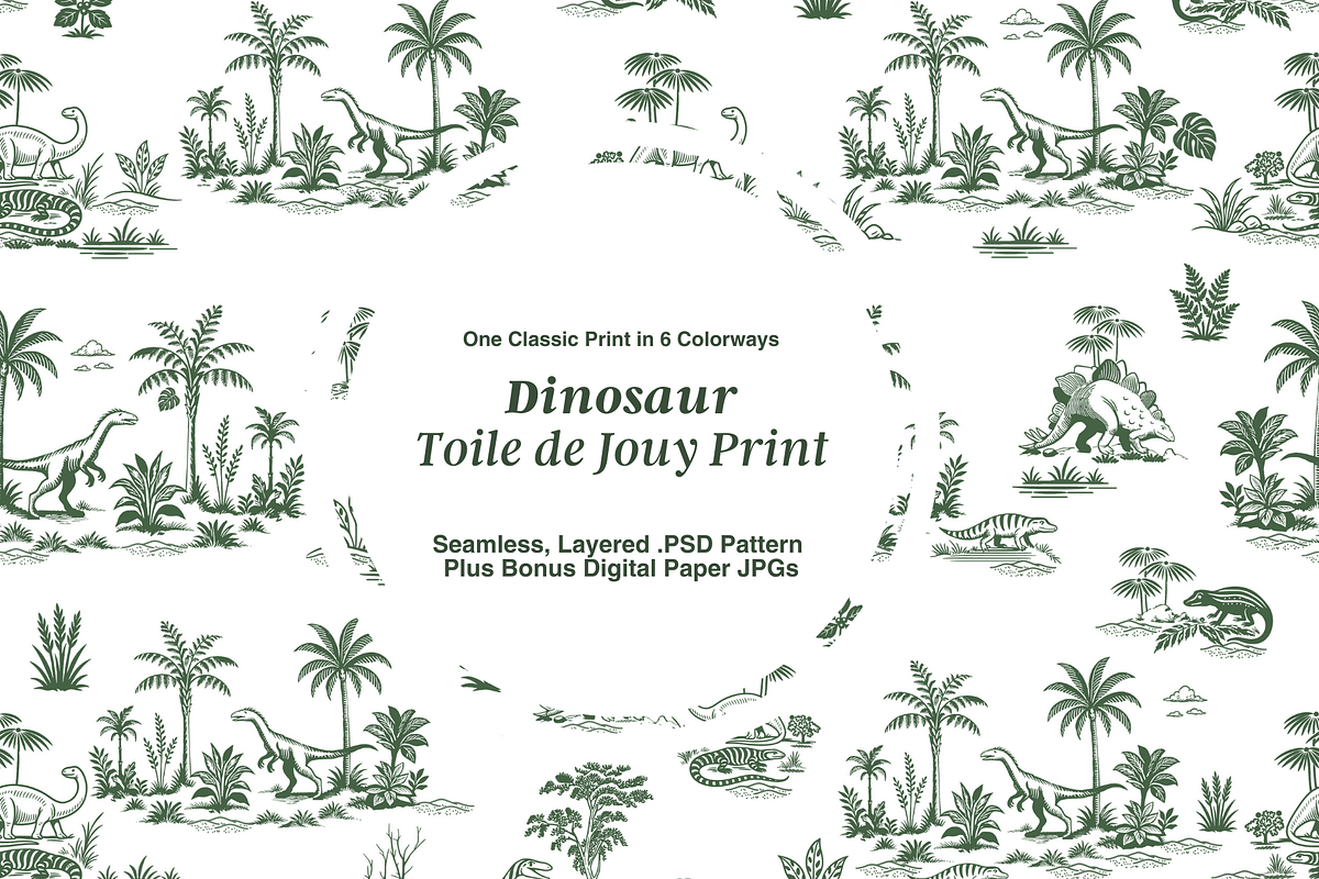 Dinosaur Illustrated Toile Pattern, a Background Graphic by Hughes Studio (Photo 1 of 8)