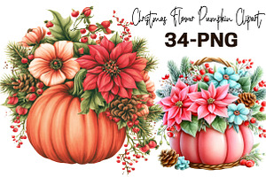 Christmas Flower Pumpkin Clipart PNG