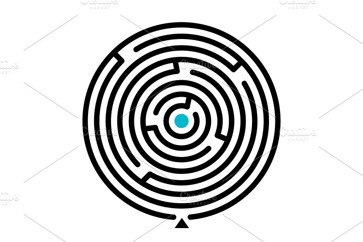Round labyrinth vector illustration, an Education Illustration by Stock ...