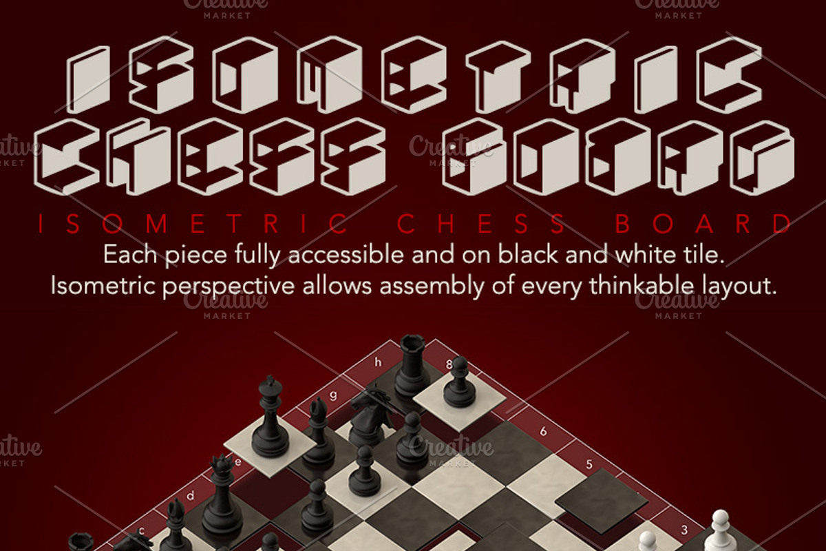 Modular 3D Chess Board (Isometric) preview 3