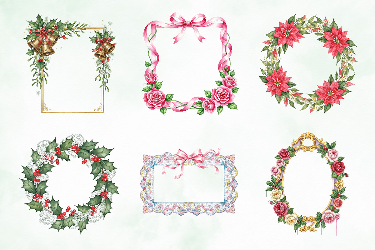Christmas Coquette Frame Clipart, an Illustration by Creative Art (Photo 6 of 8)