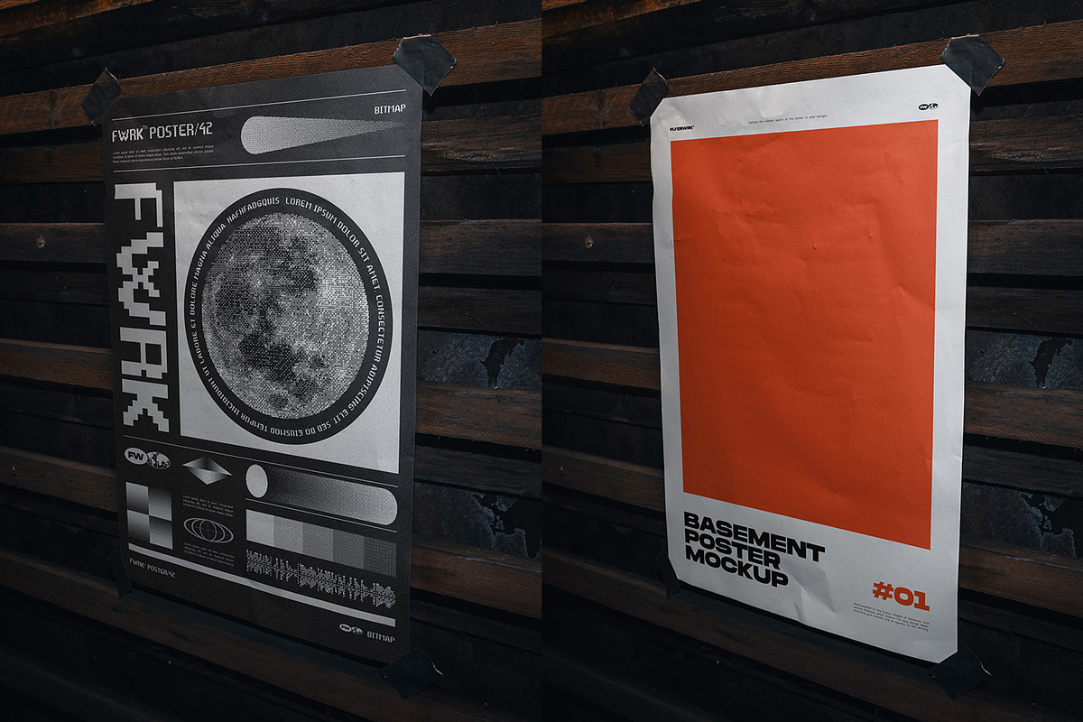 Basement Poster Mockup Bundle, an Advertising Mockup by FLYERWRK (Photo 4 of 10)