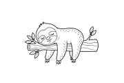 Cute Sloth Line Art Bundle, an Illustration by musafir_fashion (Thumbnail 16 of 51)