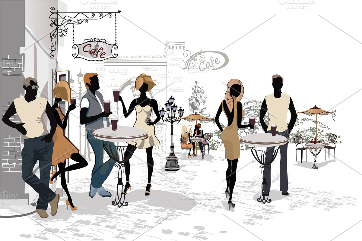 Vector picturesque streets and cafes, a Food Illustration by Laifalight (Photo 3 of 7)