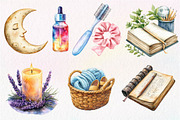 Watercolor Evening Routine Clipart, an Illustration by Dream Creation (Thumbnail 2 of 7)