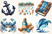 Watercolor Blue Nautical Collection, an Illustration by Libby Wishes (Thumbnail 4 of 7)
