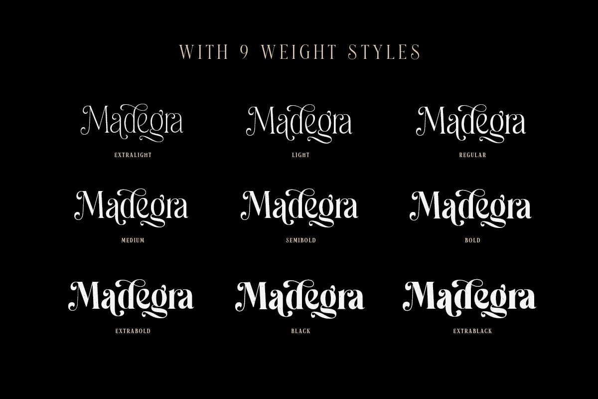 Madegra Serif (9 Weight Font Styles) preview 2