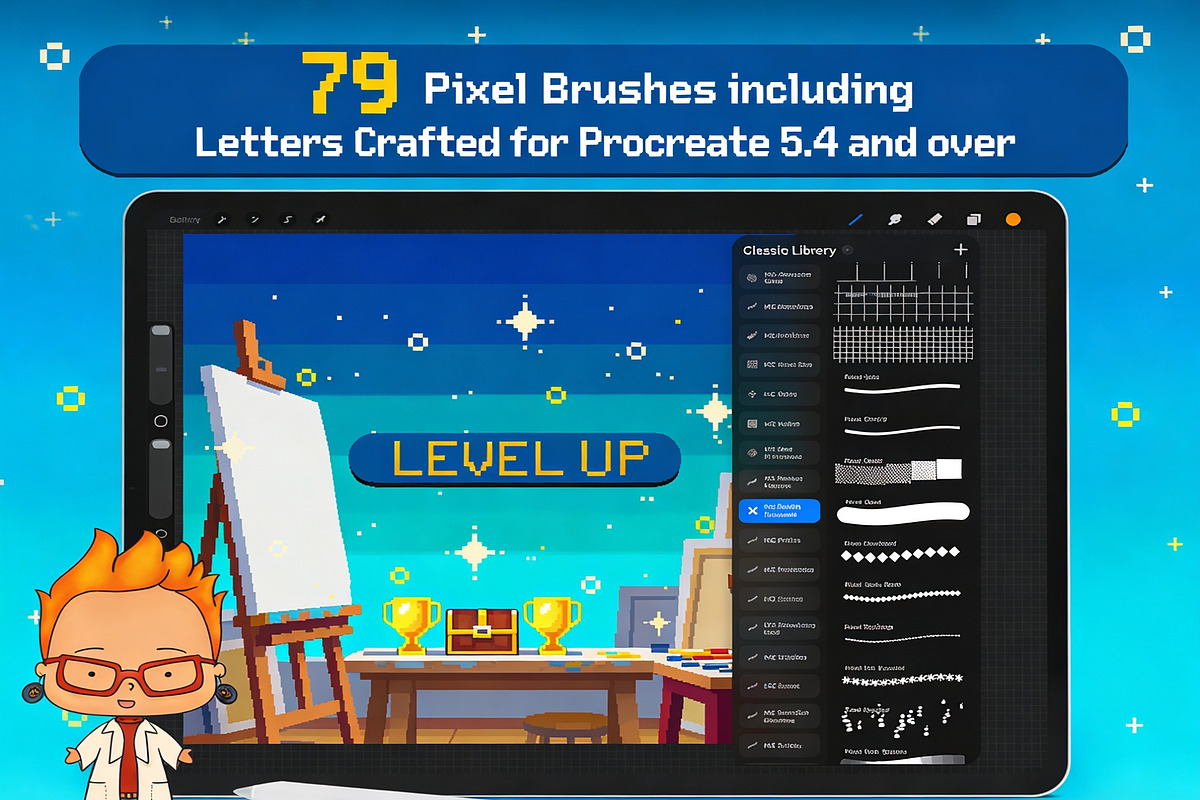 79 Pixel Art Brushes for Procreate, a Brush Add-On by byMariZen (Photo 1 of 4)