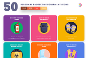 50 Protective Equipment Icons, an Outline Icon by Dighital (Thumbnail 3 of 9)
