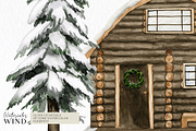Christmas Forest Cabin Clipart, an Illustration by Ksenia Shmakova (Thumbnail 4 of 13)