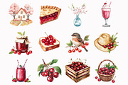 Watercolor Cherry Garden Clipart, an Illustration by Design Market (Thumbnail 3 of 3)