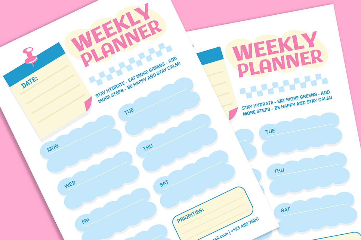 Playful Weekly Planner, a Stationery Template by Gumico Studio. (Photo 3 of 3)