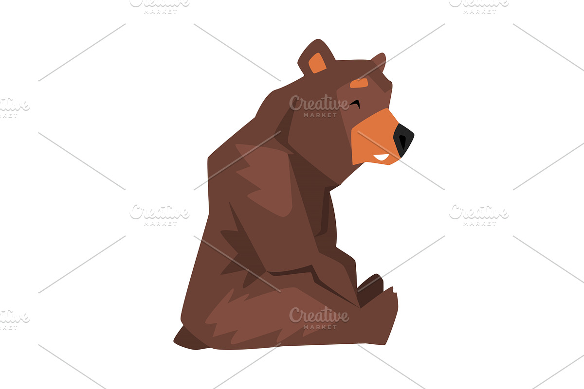 Sitting Brown Grizzly Bear, Wild, an Animal Illustration by TopVectors