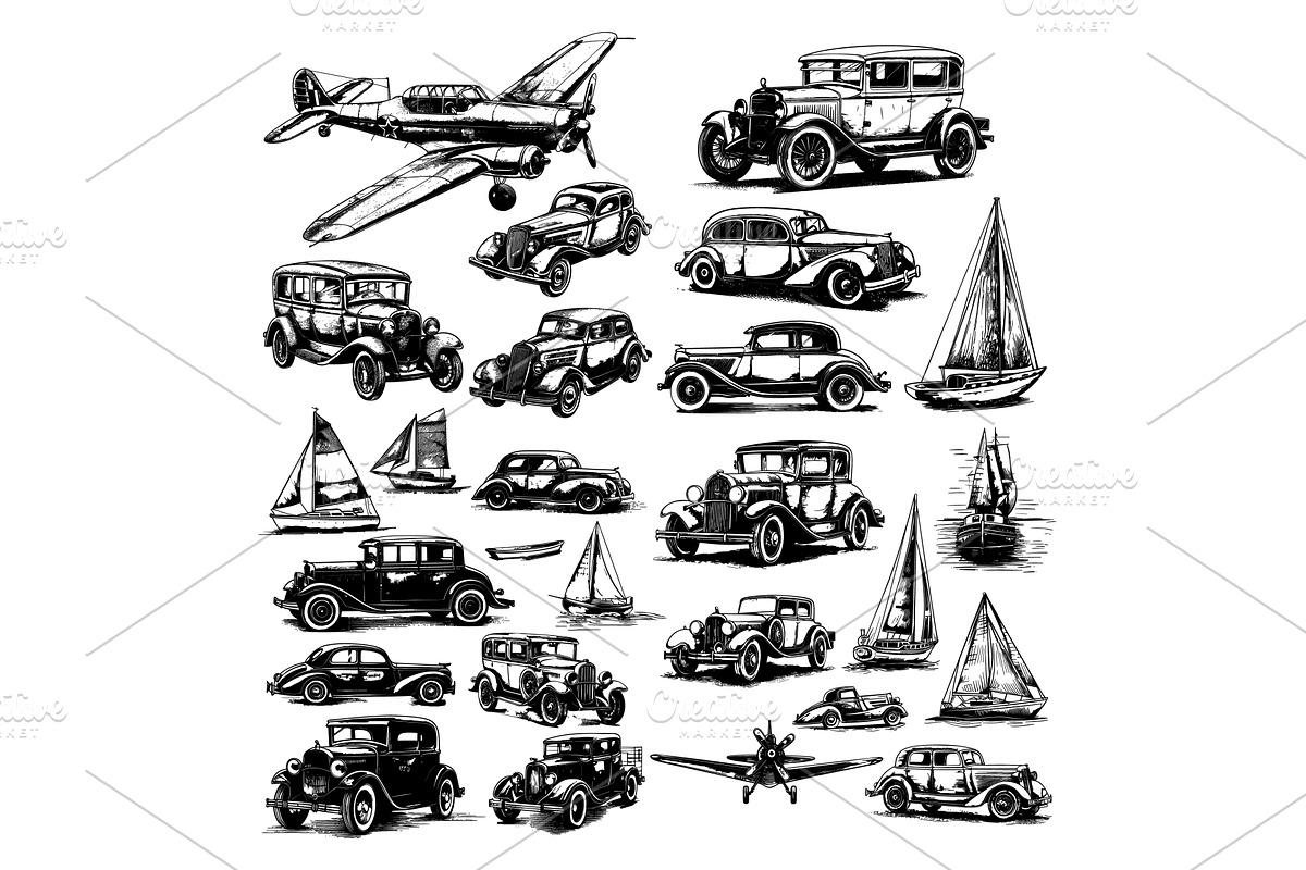 Vintage transport aircraft car, a Transportation Illustration by Onyx