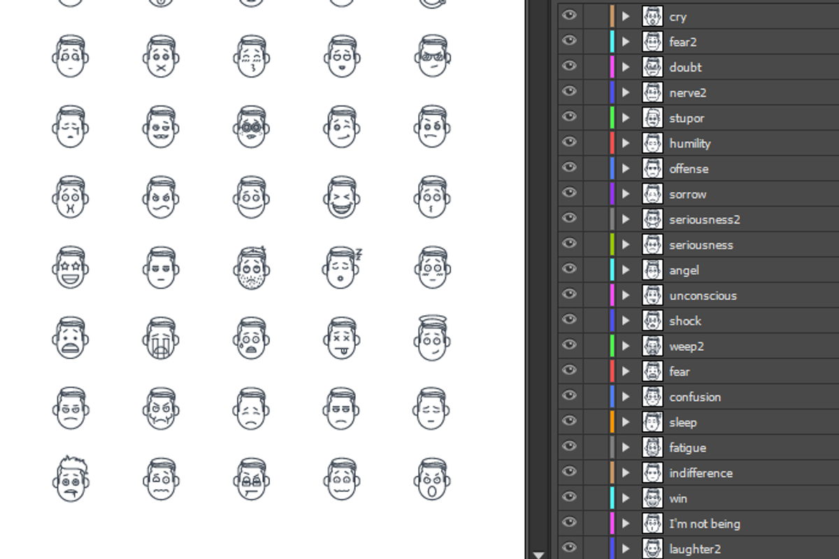 50 Emotion line icons, an Outline Icon by vladimir..lavrentev (Photo 4 of 6)