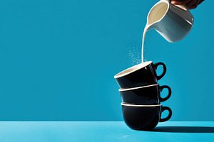 Pouring milk into stacked cups, a Photo by Beautiful things