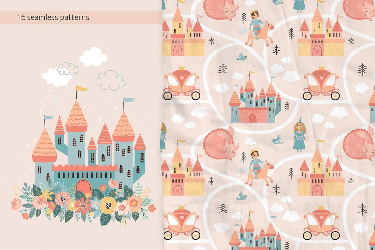 Princess & Fairy Tale Vector Clipart, a Decorative Illustration by Jenny Quince (Photo 2 of 15)
