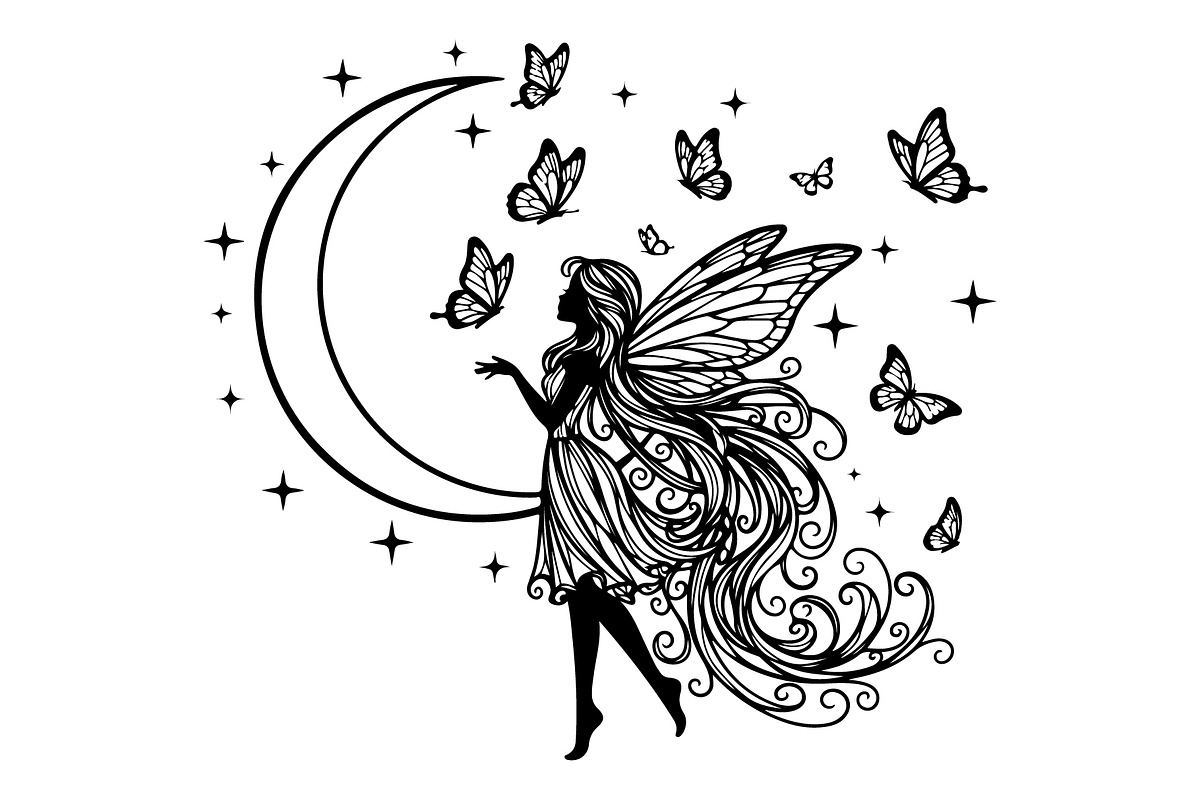 Fairy Moon Butterfly Silhouette, an Object Illustration by Gaye Art (Photo 27 of 31)