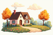 Dreamy Autumn Cottage Clipart Bundle, an Illustration by BIPLOB EXPERT (Thumbnail 7 of 13)