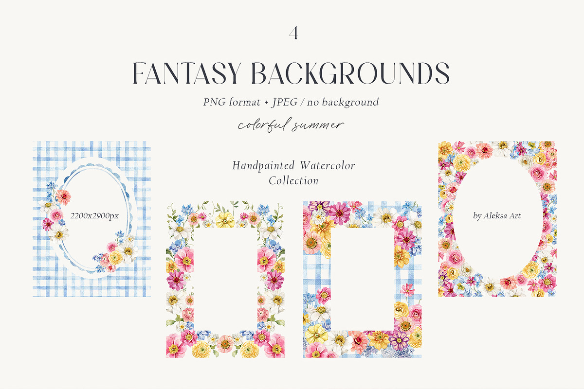 Fantasy Garden summer watercolor set, a Decorative Illustration by AleksaArt (Photo 5 of 20)