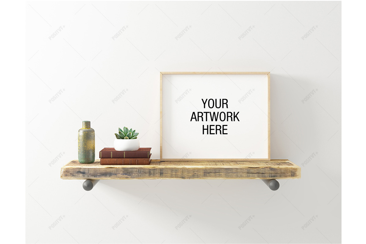 Frame Mockup Floating Shelve, a Print Template by positvtplus